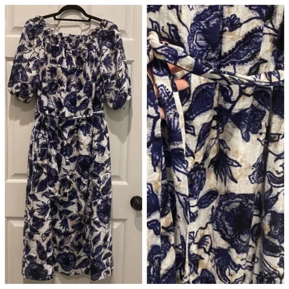 New! I.N.C. International Concepts Matina Blooms Dress, Indigo 16311